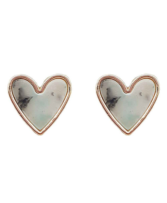 Natural Stone Heart Post Earring