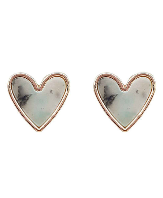 Natural Stone Heart Post Earring