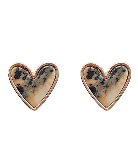 Natural Stone Heart Post Earring