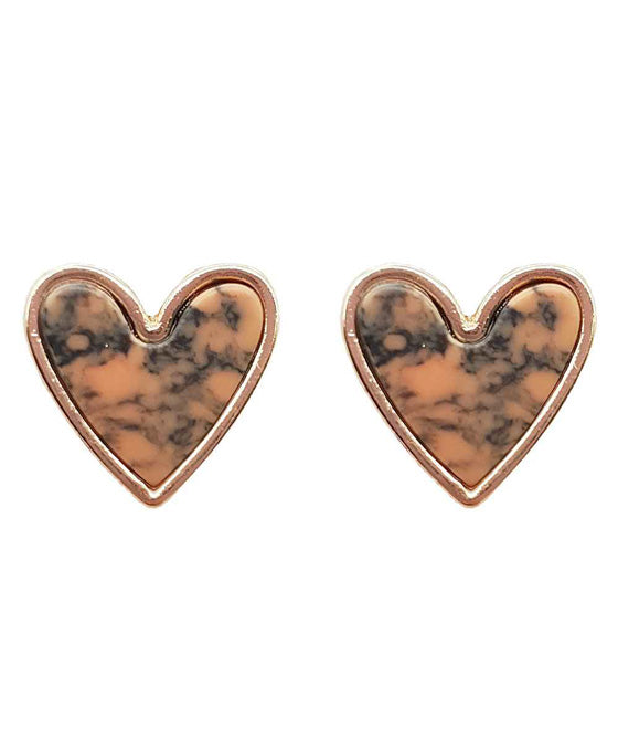 Natural Stone Heart Post Earring