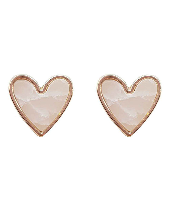 Natural Stone Heart Post Earring