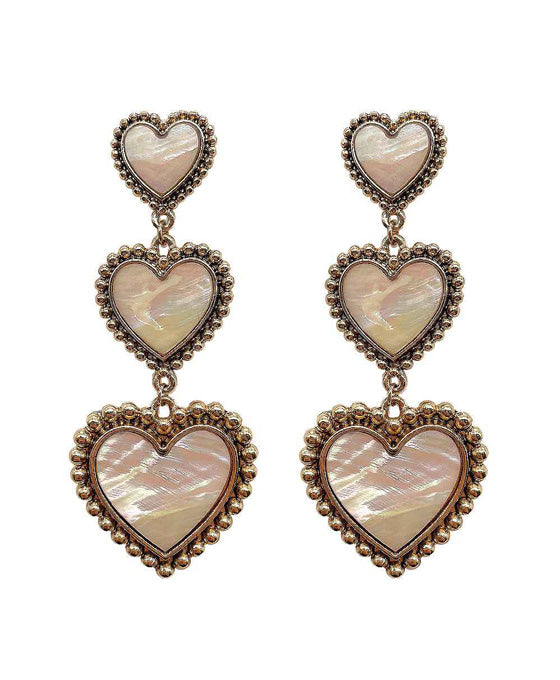 Heart 3 Drop Post Earring
