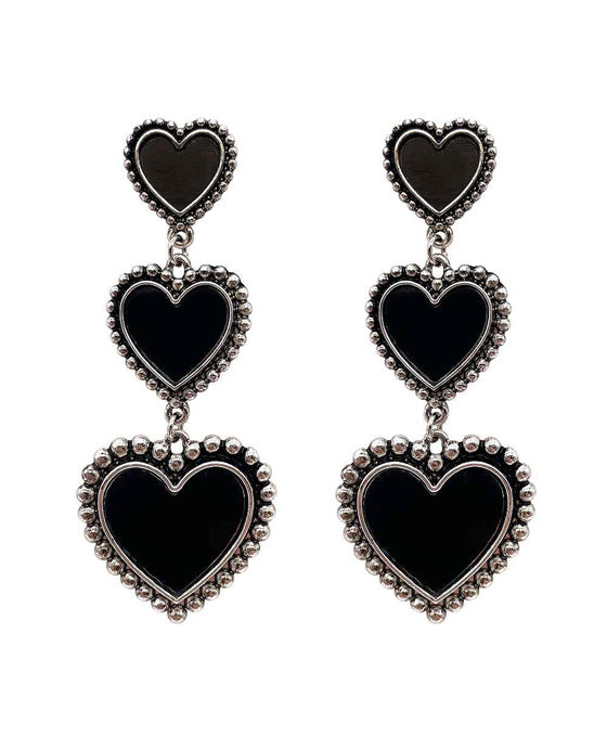 Heart 3 Drop Post Earring