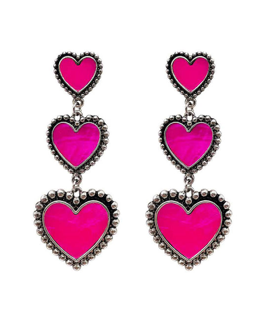 Heart 3 Drop Post Earring