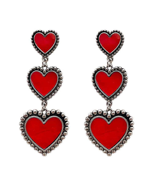 Heart 3 Drop Post Earring