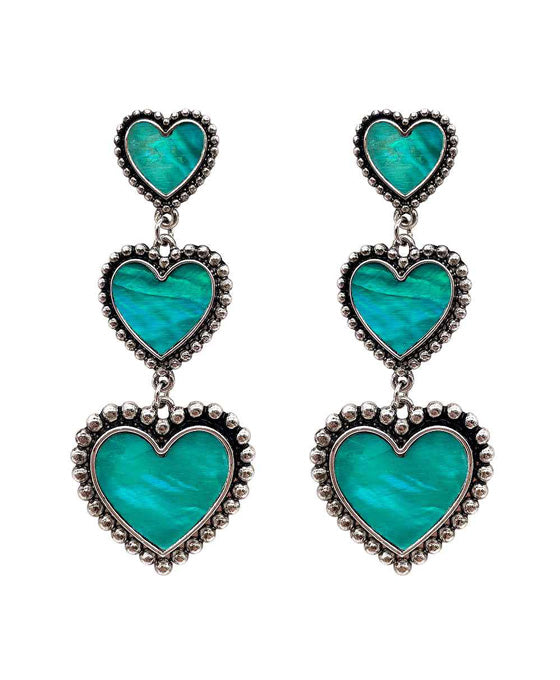 Heart 3 Drop Post Earring