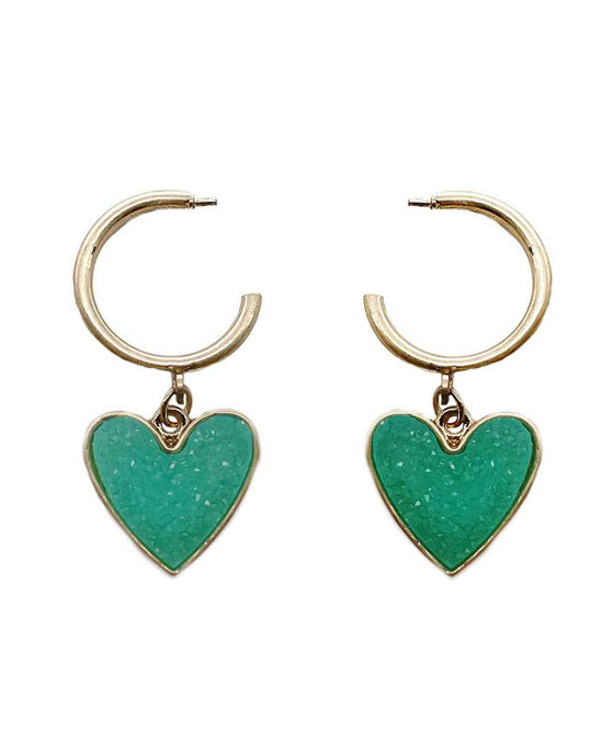 Heart Druzy Hoop Earring