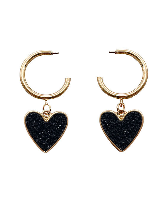 Heart Druzy Hoop Earring