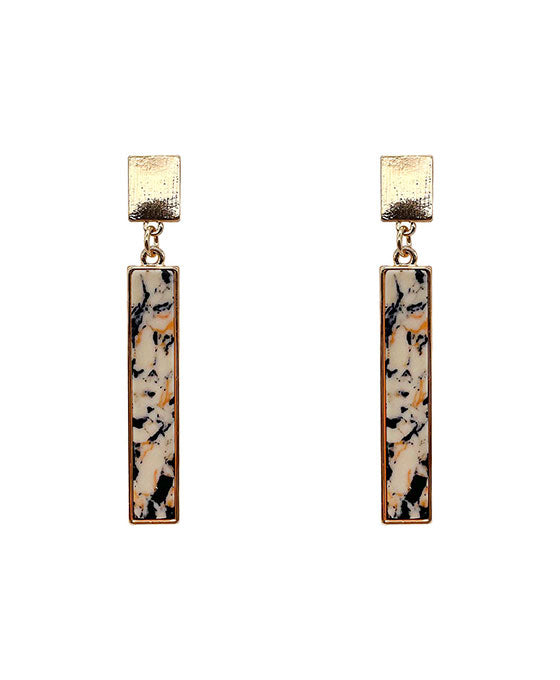 Genuine Stone Bar Drop Earring