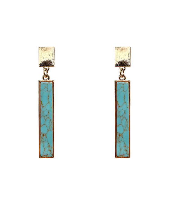Genuine Stone Bar Drop Earring