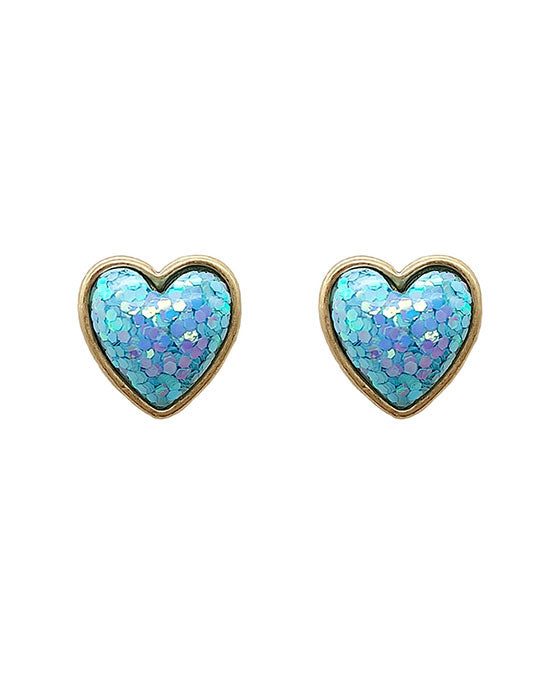 Epoxy Heart Stone Post Earring