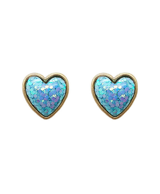 Epoxy Heart Stone Post Earring
