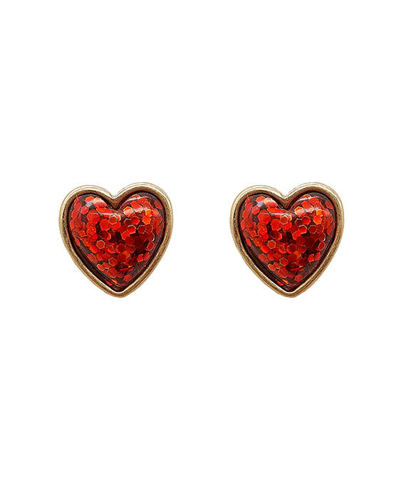 Epoxy Heart Stone Post Earring