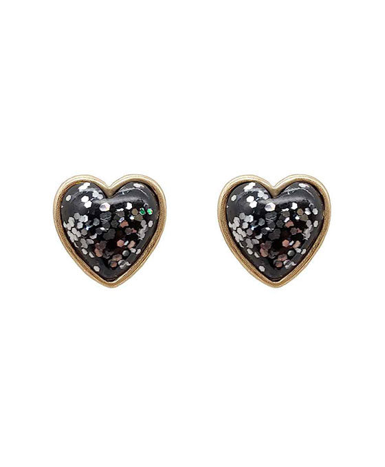Epoxy Heart Stone Post Earring