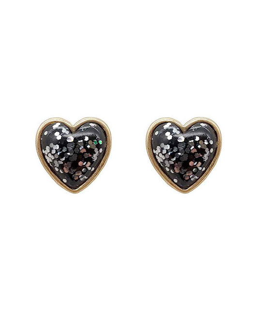 Epoxy Heart Stone Post Earring