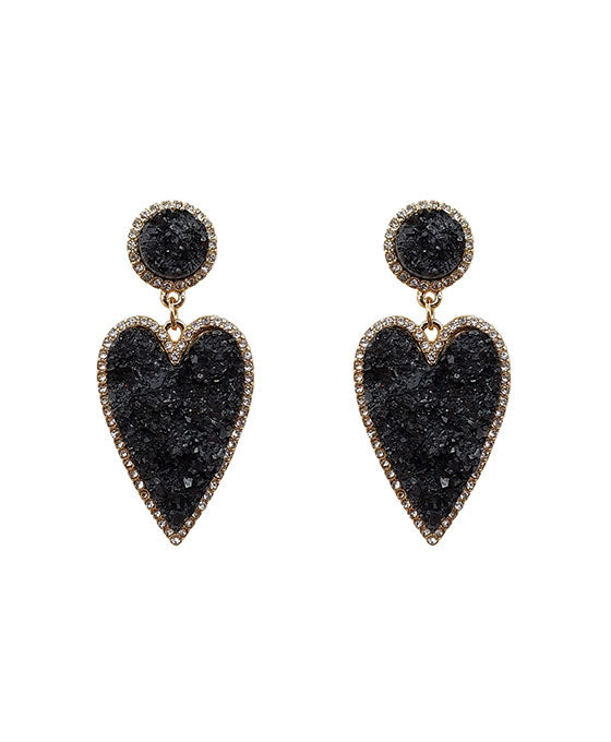 Druzy Heart Earring
