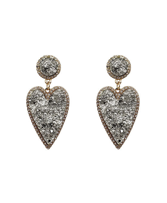 Druzy Heart Earring