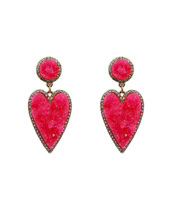 Druzy Heart Earring