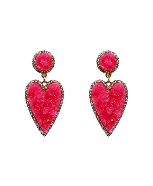 Druzy Heart Earring