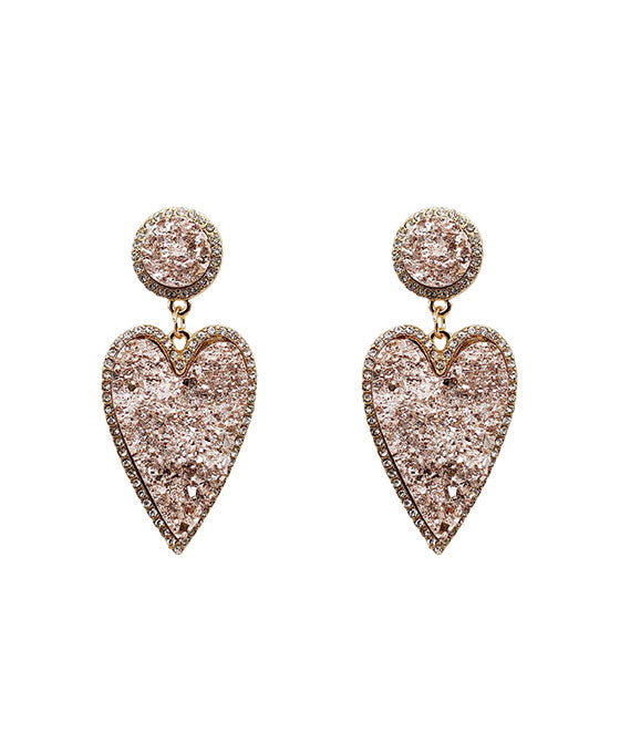 Druzy Heart Earring