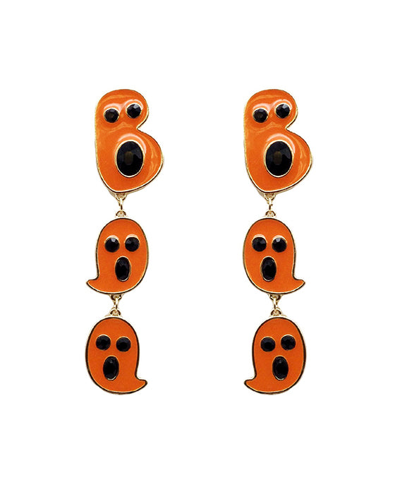 Halloween Boo Epoxy w/ Stone Earring