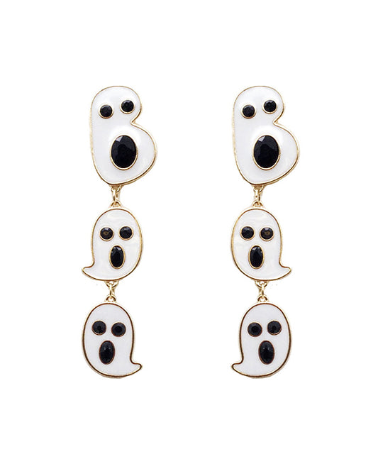 Halloween Boo Epoxy w/ Stone Earring