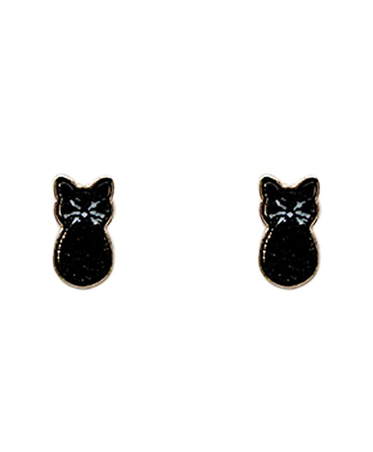 Black Cat Druzy Post Earring