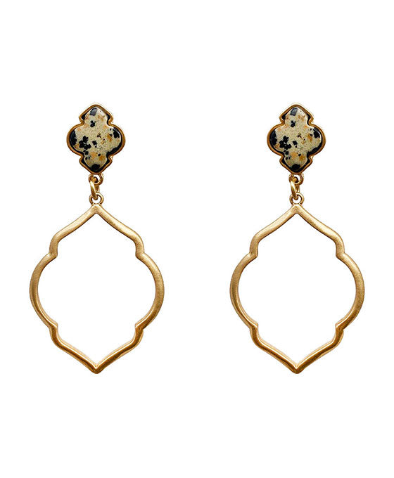 Natural Stone & Pentagon Shape Post Earring