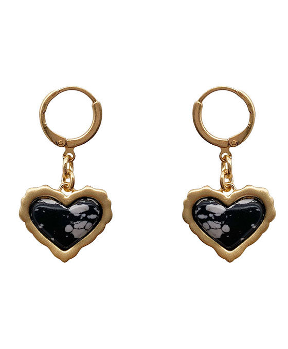 Natural Stone Heart Earring