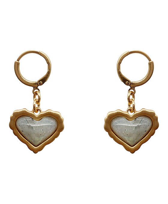 Natural Stone Heart Earring