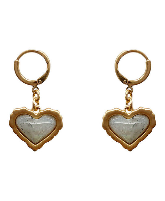 Natural Stone Heart Earring