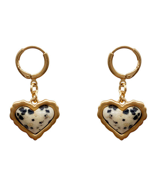 Natural Stone Heart Earring