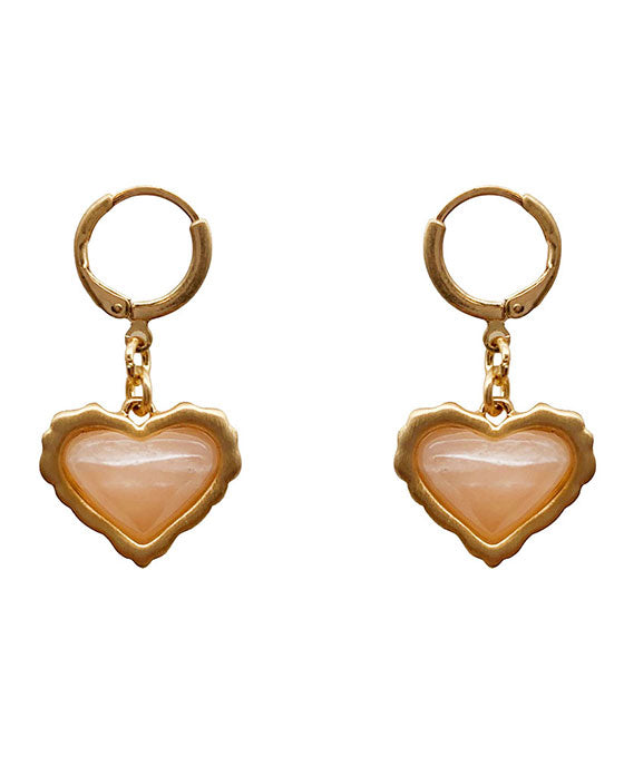 Natural Stone Heart Earring