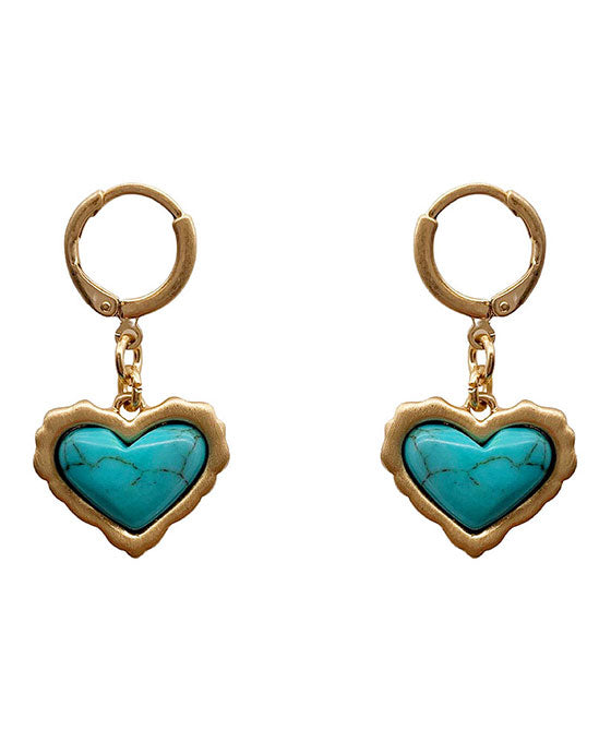 Natural Stone Heart Earring