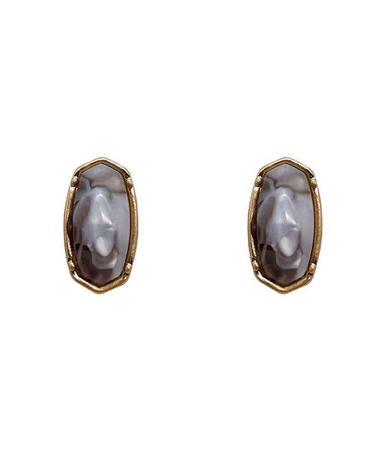 Lucite Hexagon Post Earring