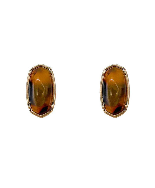 Lucite Hexagon Post Earring