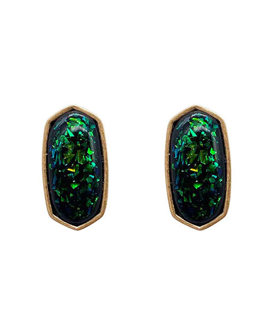Epoxy Stone Hexagon Earring