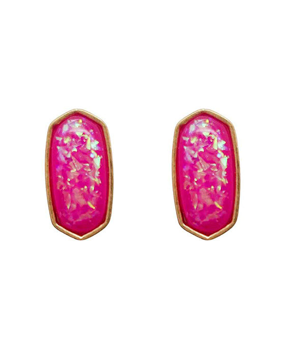 Epoxy Stone Hexagon Earring