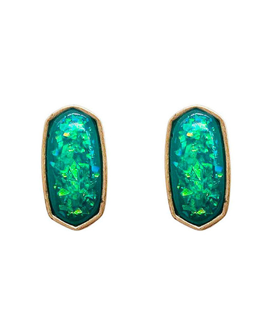 Epoxy Stone Hexagon Earring