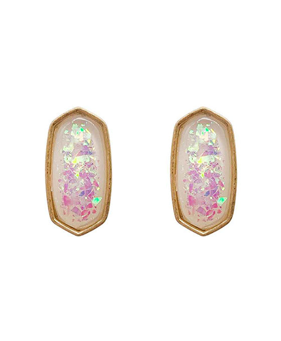 Epoxy Stone Hexagon Earring