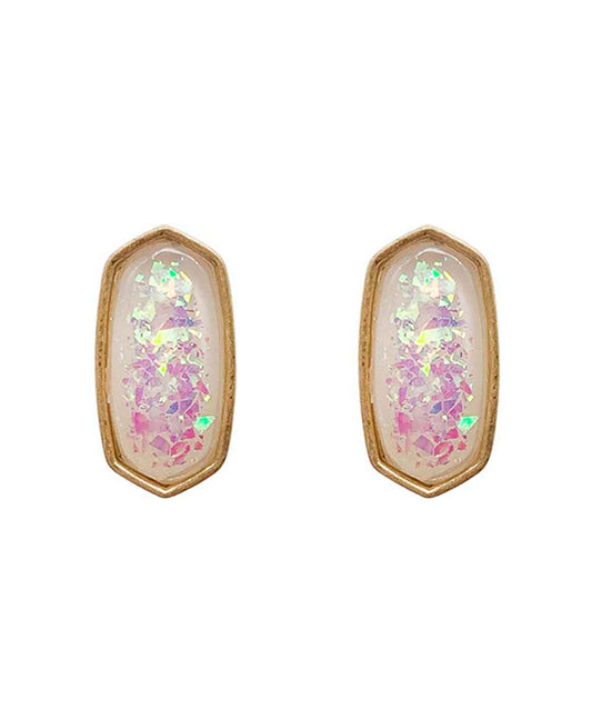 Epoxy Stone Hexagon Earring