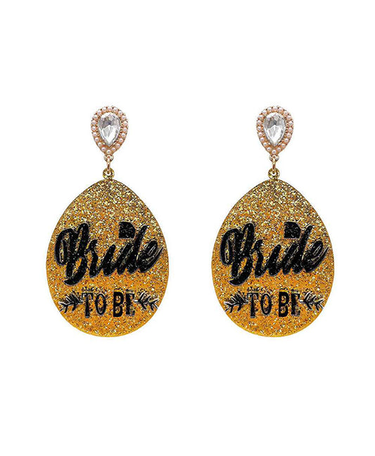 Bride Acrylic Glitter Teardrop Earring
