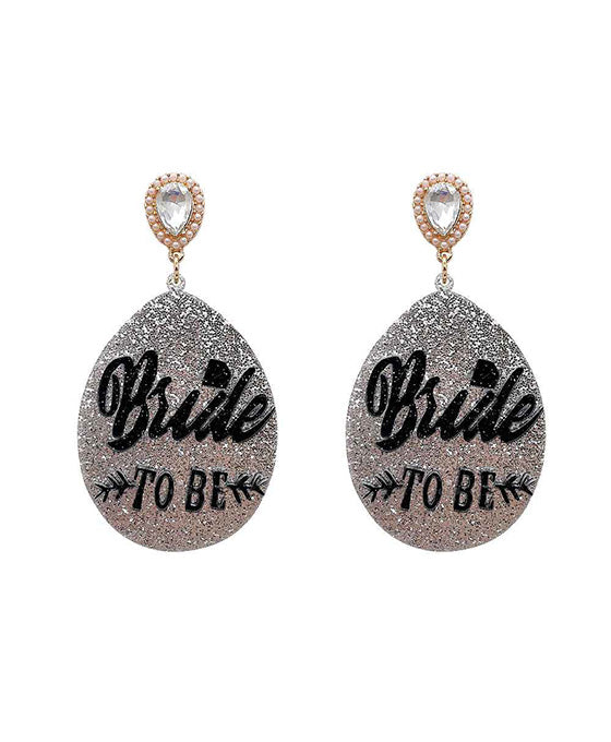 Bride Acrylic Glitter Teardrop Earring