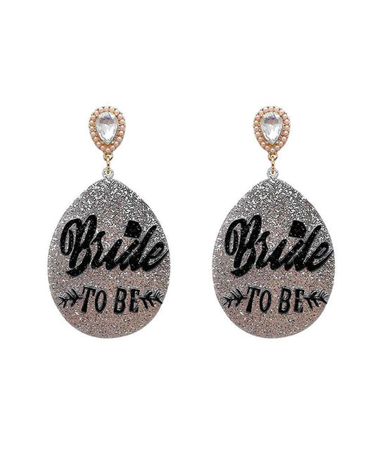 Bride Acrylic Glitter Teardrop Earring