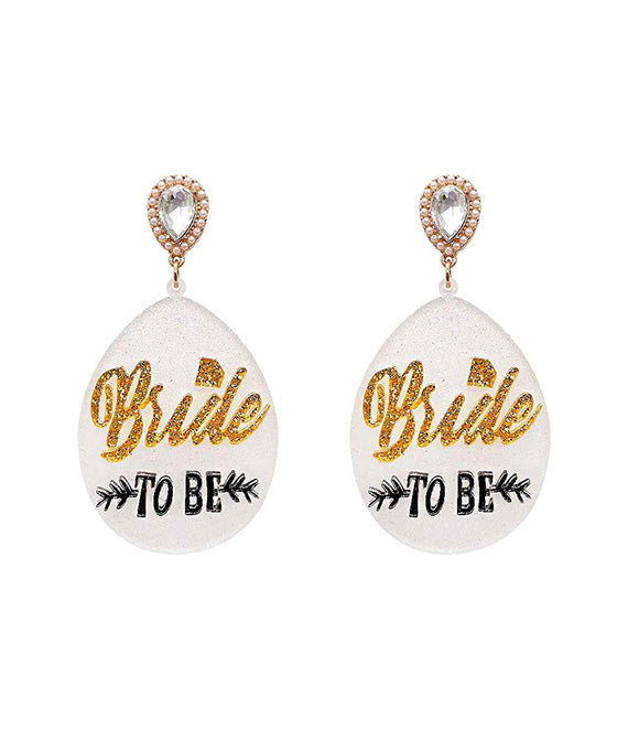 Bride Acrylic Glitter Teardrop Earring