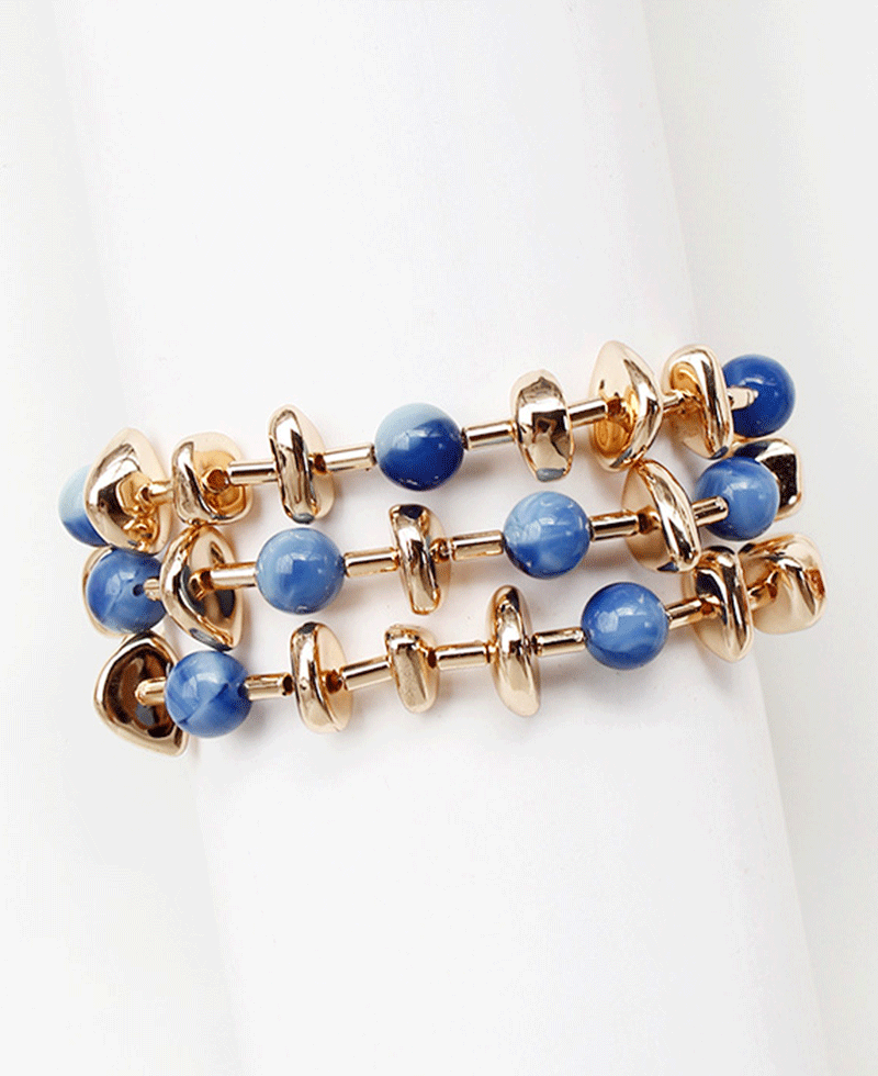 Stones & Gold Beads Link Bracelet