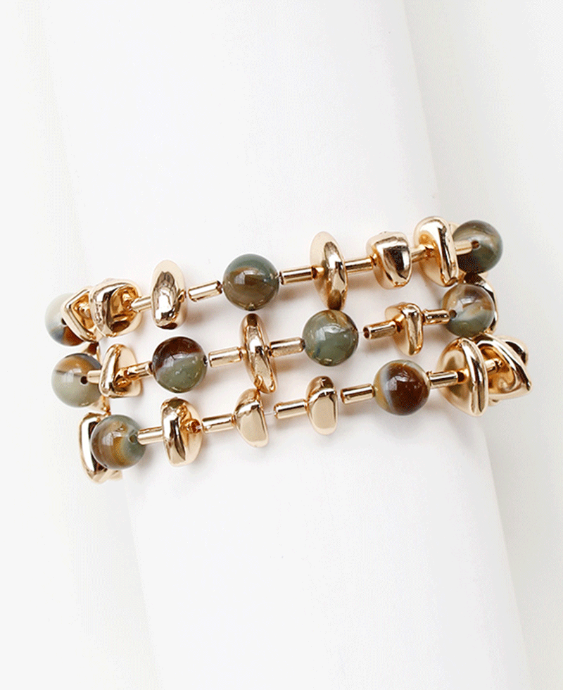Stones & Gold Beads Link Bracelet