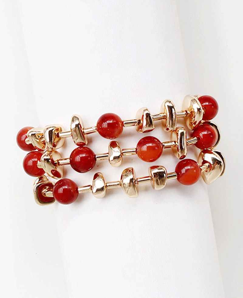 Stones & Gold Beads Link Bracelet