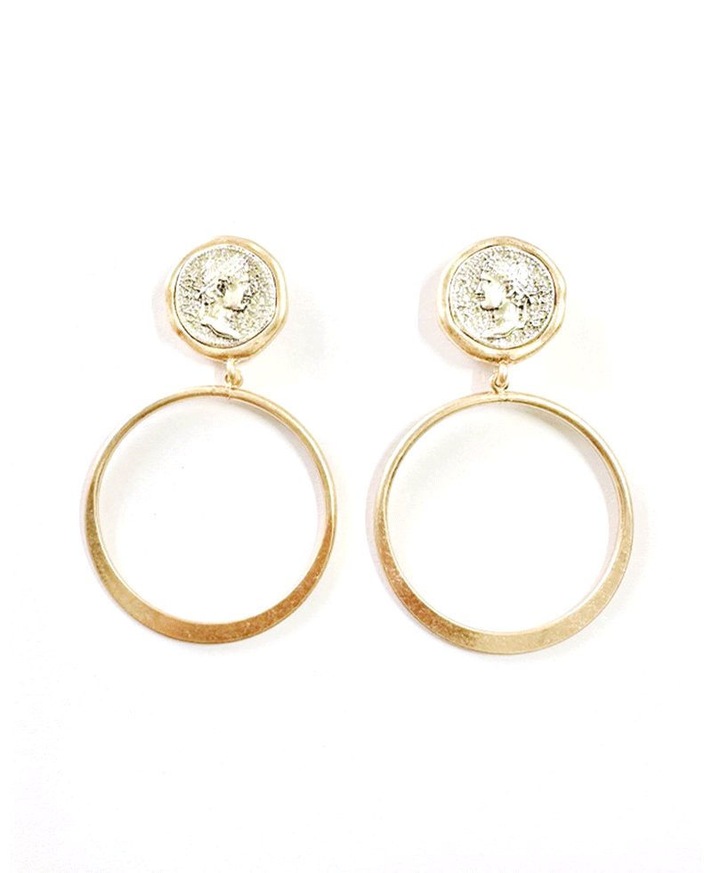 Coin & Round Metal Earring