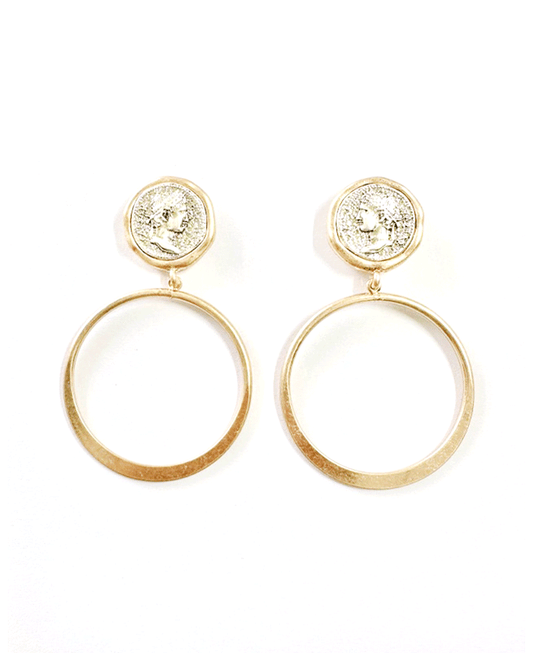 Coin & Round Metal Earring